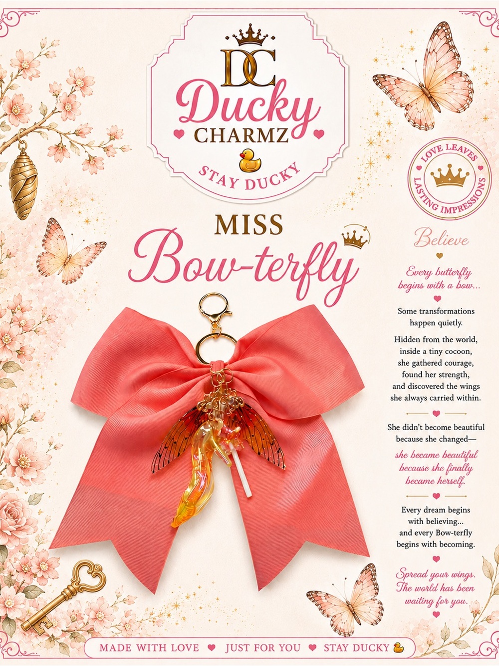 Ducky Charmz | 𝐌𝐈𝐒𝐒 𝐁𝐎𝐖-𝐓𝐄𝐑𝐅𝐋𝐘 | One-of-a-Kind 𝐁𝐨𝐰-𝐭𝐢𝐪𝐮𝐞 Bag Charm Creations